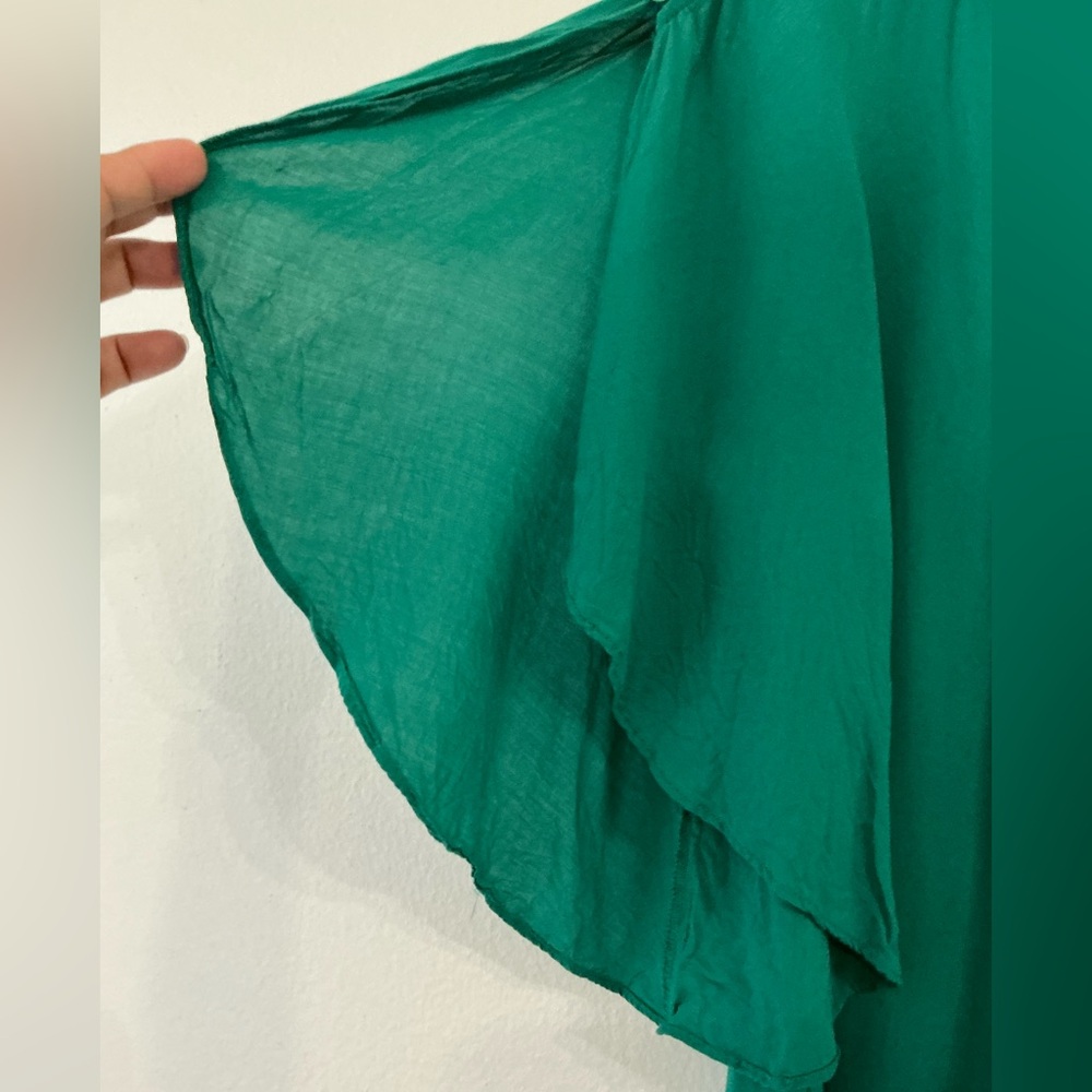 Maeve Emerald Green Pleated Flutter Sleeve Blouse - Size4 - Picture 4 of 12